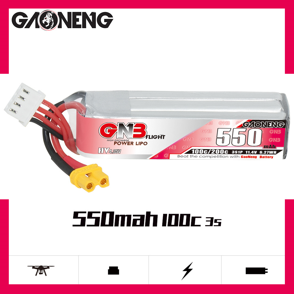 GNB HV 11.4V 550mAh 100C/200C  - Drone Battery Lipo 评论和价格