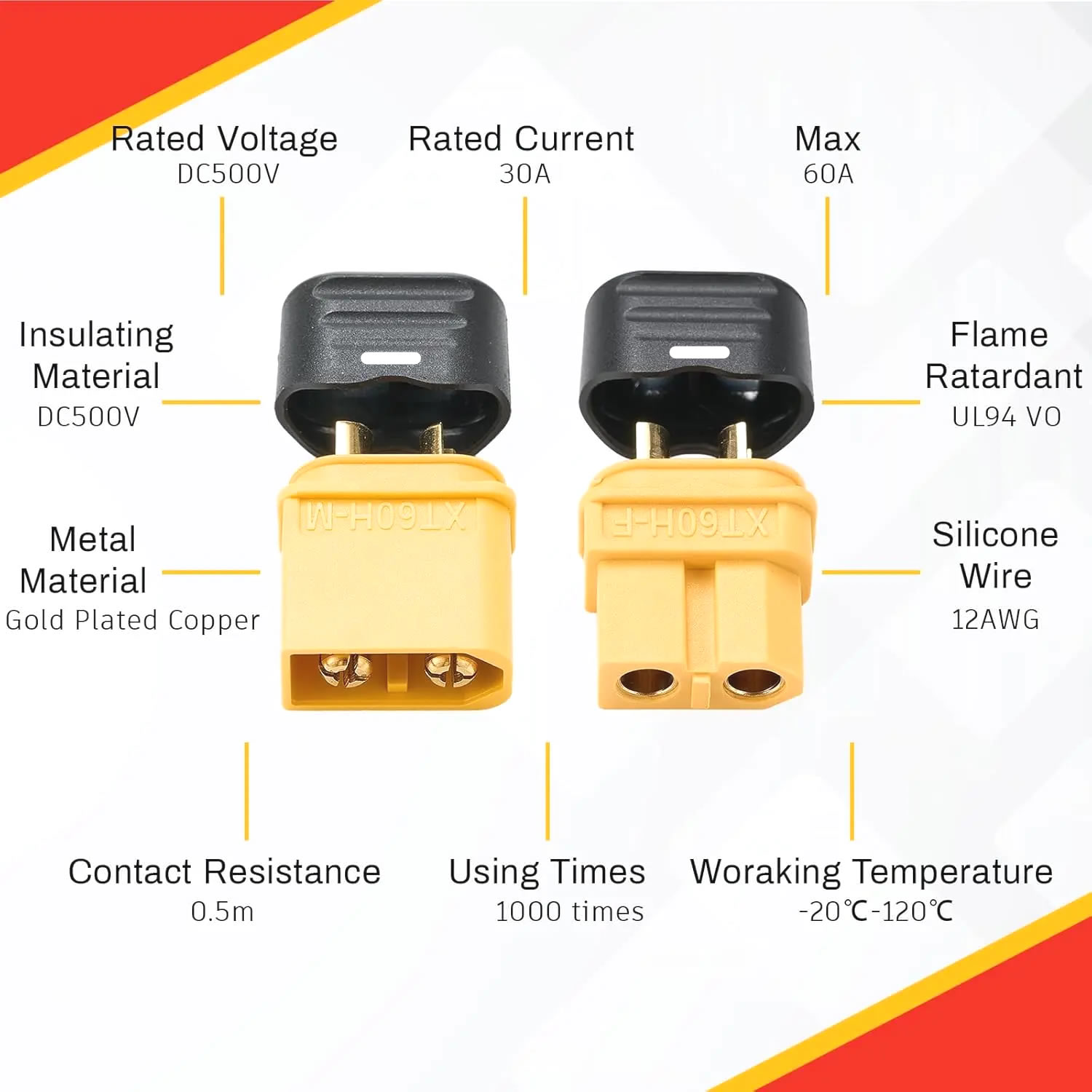 XT60 Connector Plug with Sheat - Drone Battery Connector 评论和价格