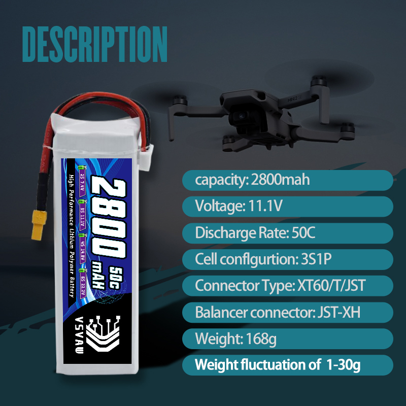 VSVAW 3S 2800mAh Lipo Battery  - Drone Battery 3S 评论和价格
