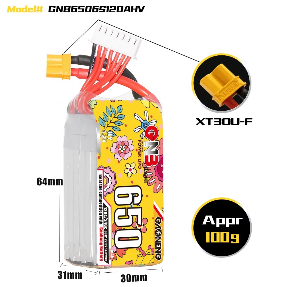 GAONENG 6S 650mAh LiHV 22.8V 1 - Drone Battery 6S 评论和价格