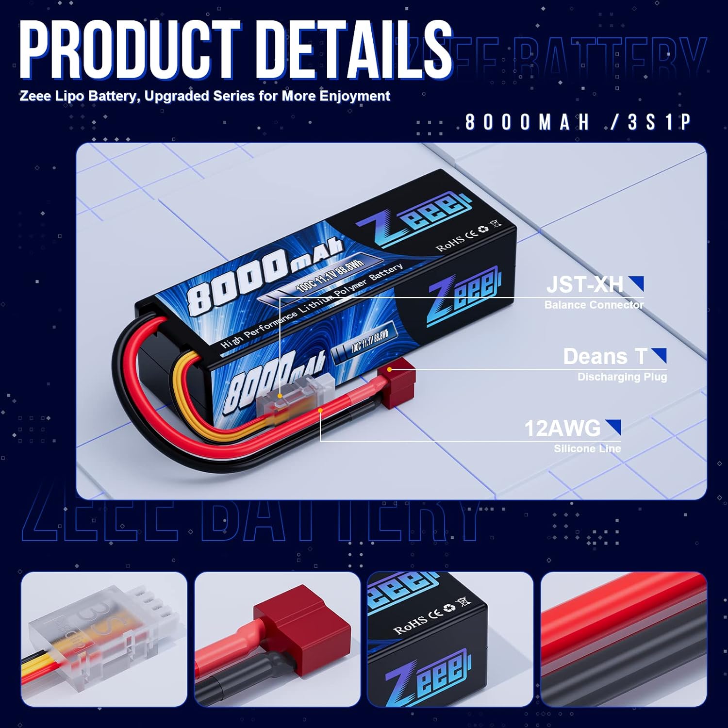 Zeee Lipo 3S 8000mAh Battery 1 - Drone Battery 3S 评论和价格